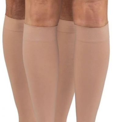 Dr. Comfort Unisex Microfiber Opaque +Plus Below Knee 20-30mmHg (Beige) Large